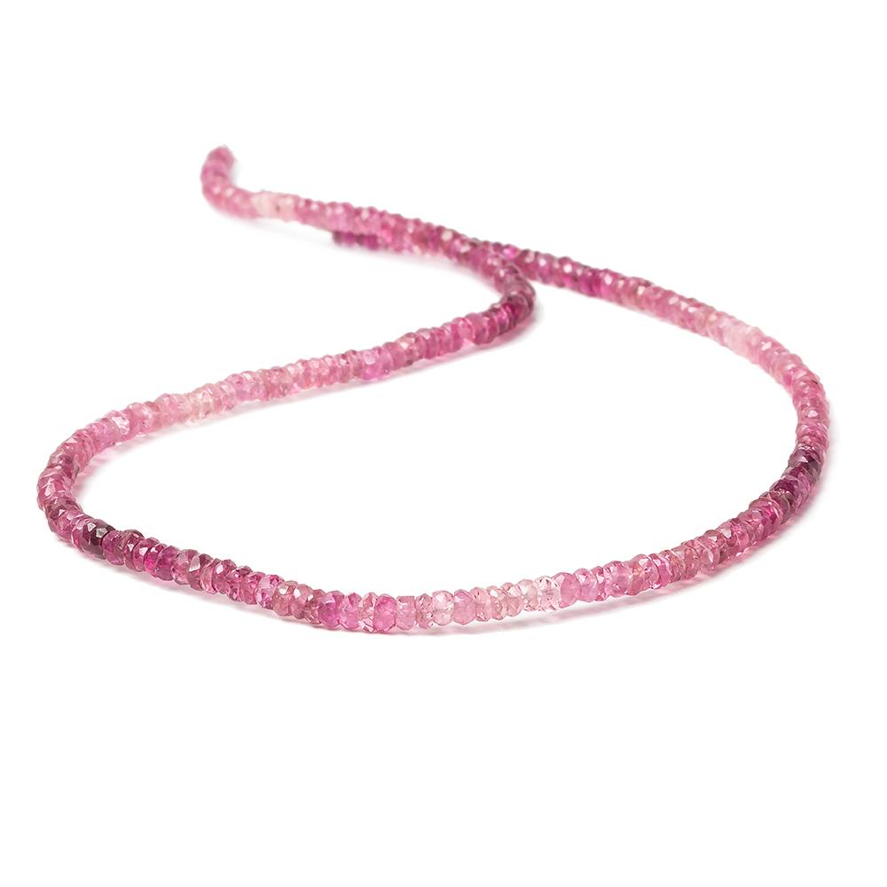 2.5mm Shaded Rubellite Tourmaline faceted rondelle beads 13 inch 210 pieces - Beadsofcambay.com
