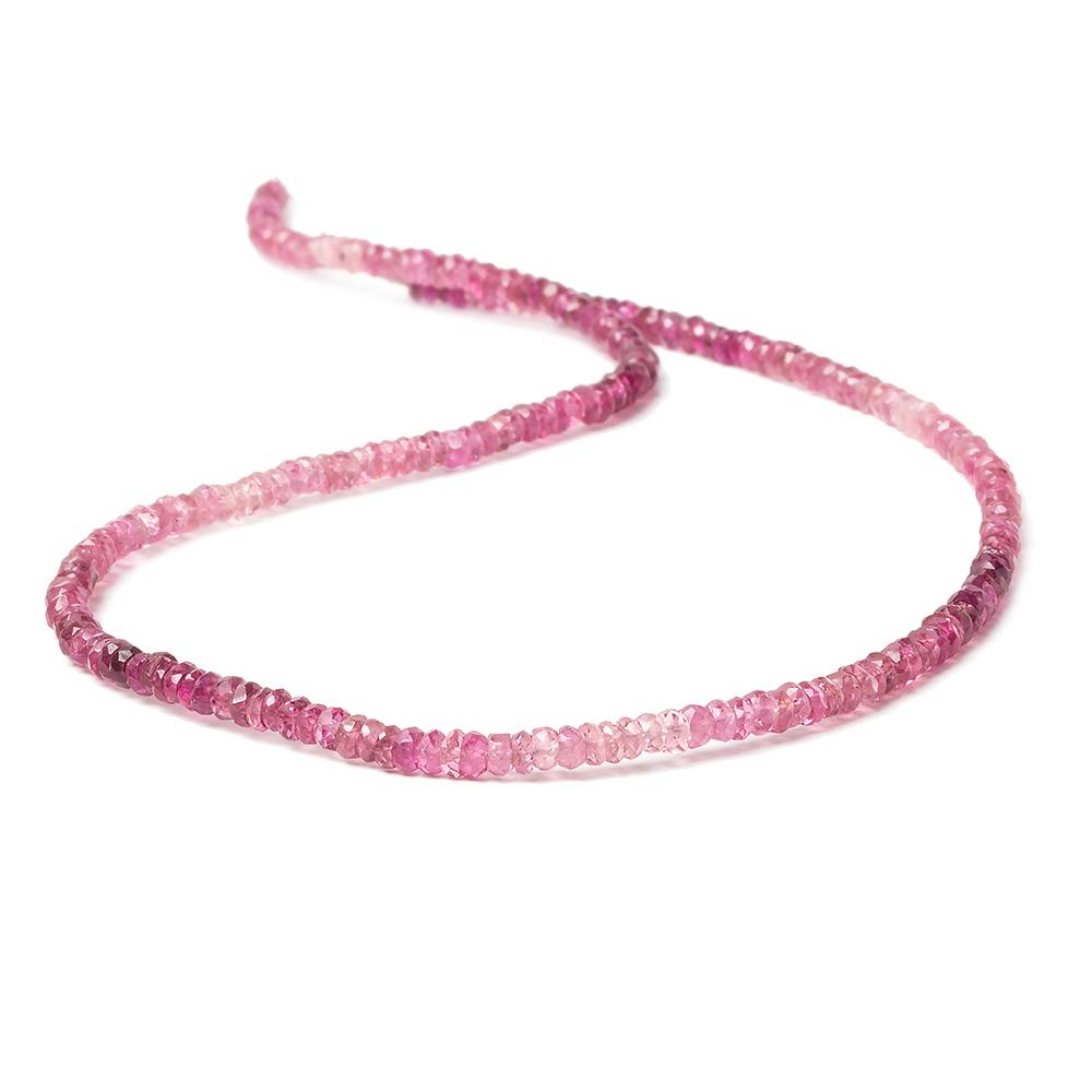 2.5mm Shaded Rubelite Tourmaline faceted rondelle beads 13 inch 210 pieces - Beadsofcambay.com
