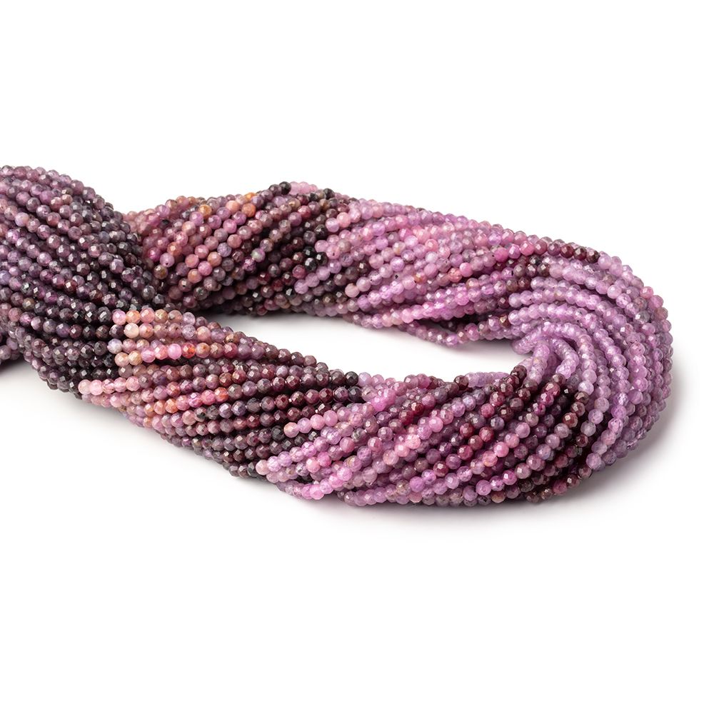 2.5mm Shaded Ruby micro faceted round beads 13 inch 140 pieces AA View 1