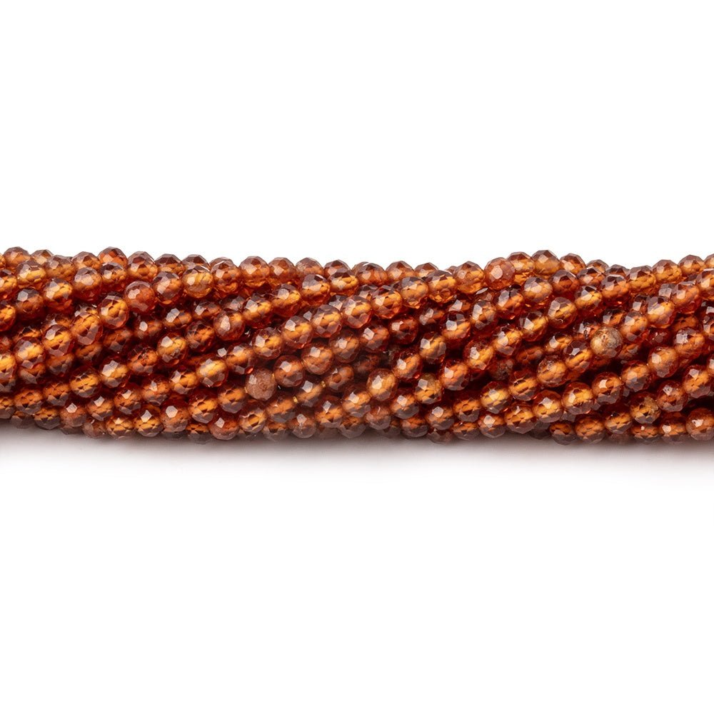 2.5mm Spessartite Garnet Micro Faceted Round Beads 12.5 inch 142 pieces AA - Beadsofcambay.com