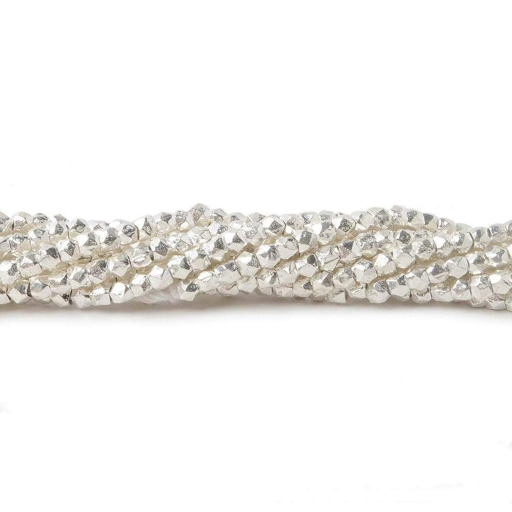 2mm Sterling Silver Faceted Nugget Beads 3.75 inch 50 pieces - Beadsofcambay.com