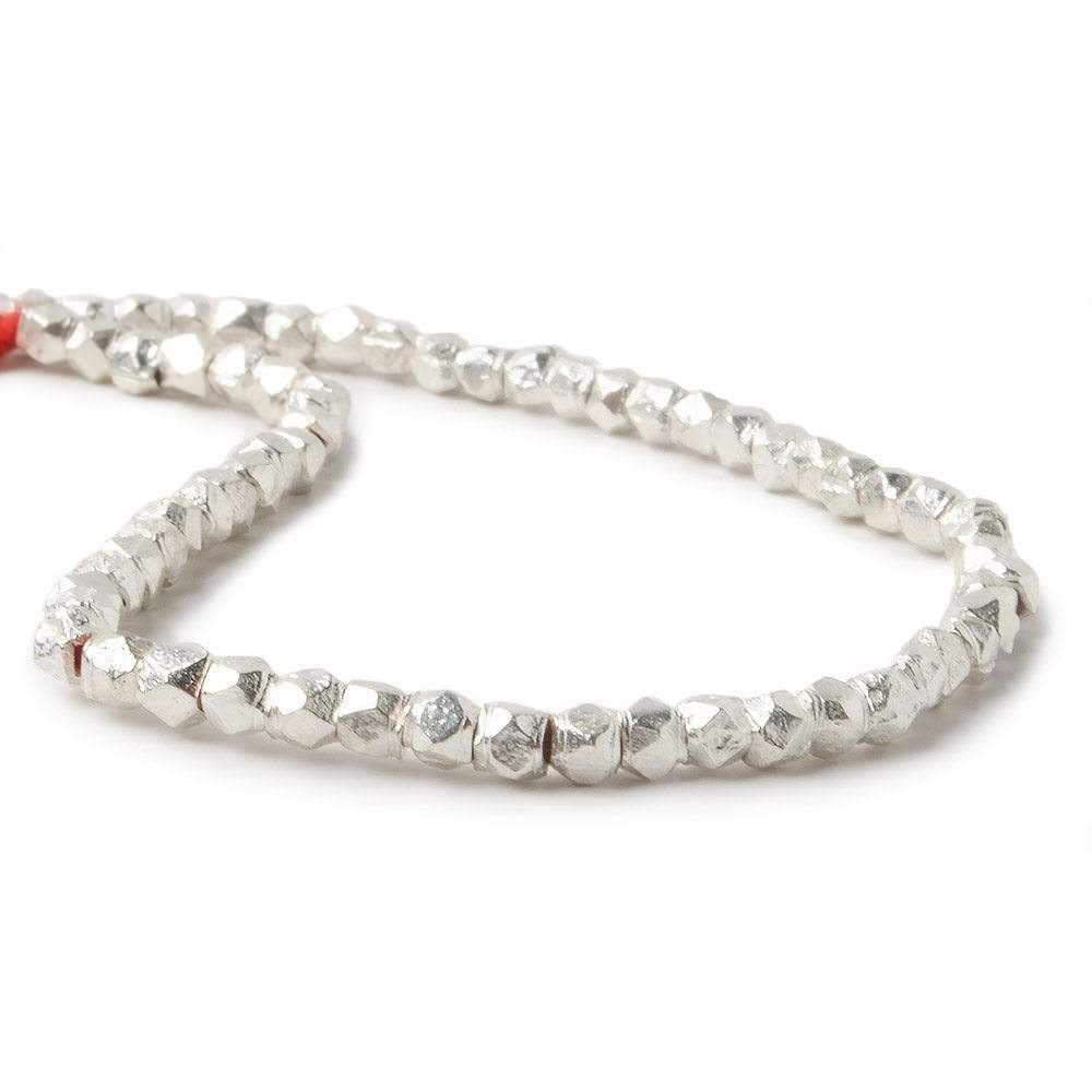 2.5mm Sterling Silver plated Copper Faceted Nugget Shiny Beads 8 inch 89 beads - Beadsofcambay.com