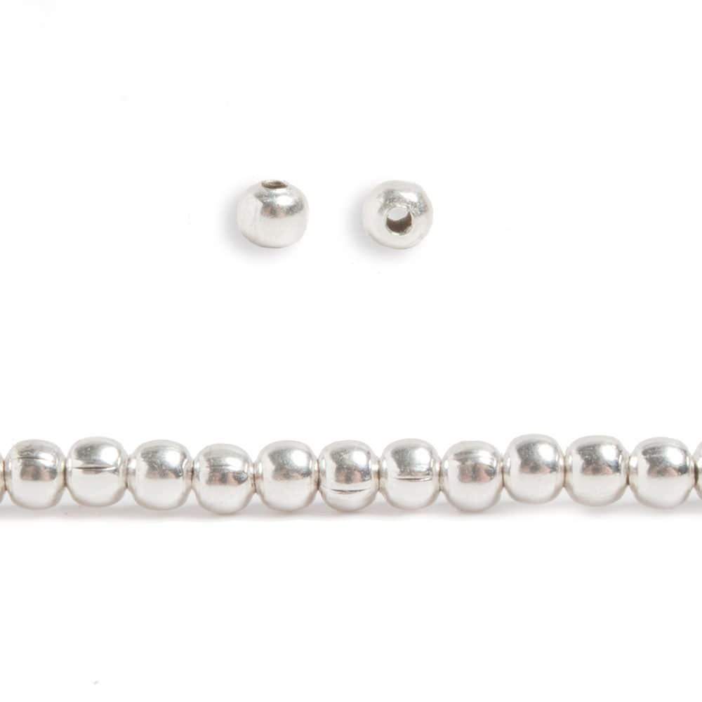 2.5mm Sterling Silver plated Copper Plain Round 8 inch 82 beads - Beadsofcambay.com