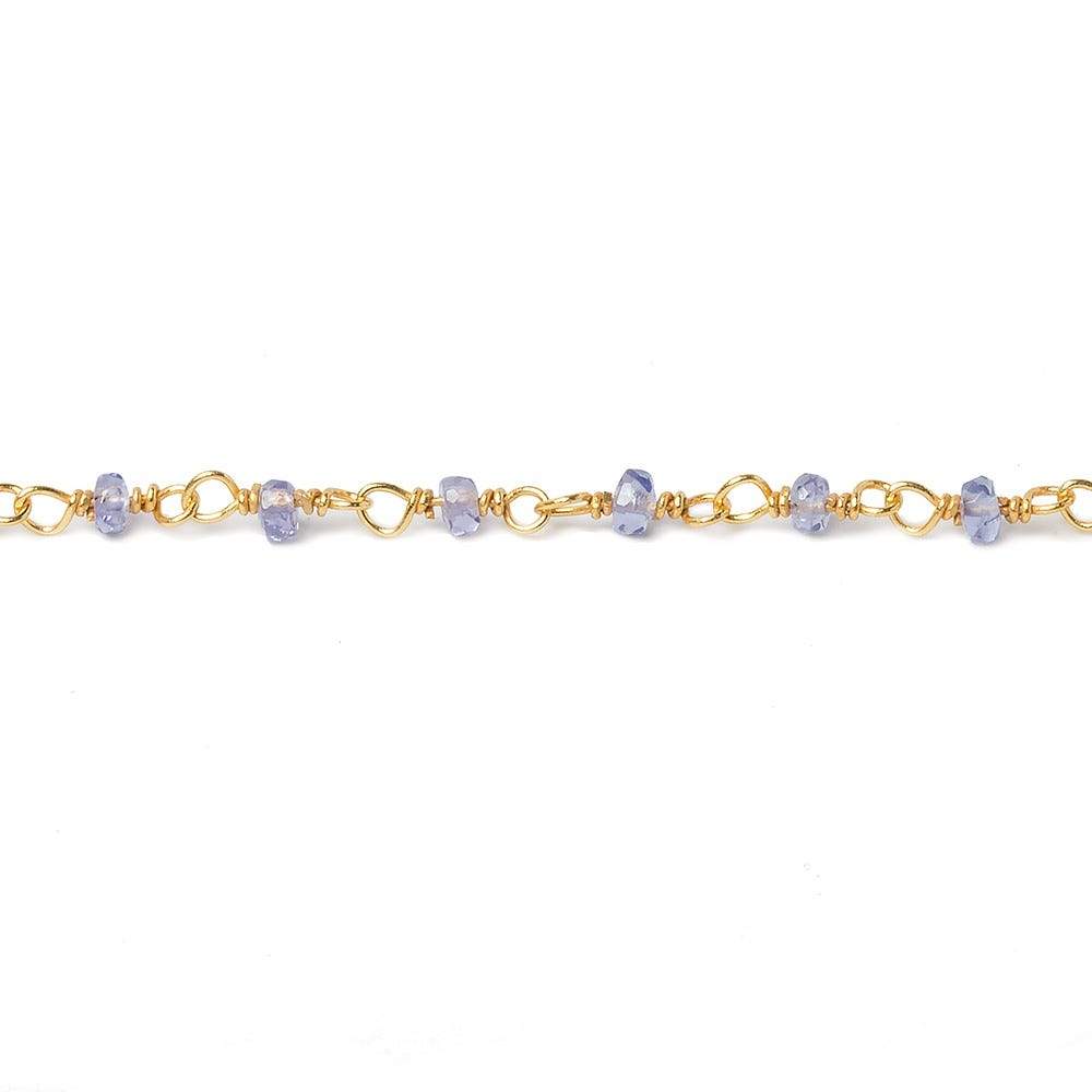 2.5mm Tanzanite faceted rondelle Vermeil Chain by the foot 44 beads - Beadsofcambay.com