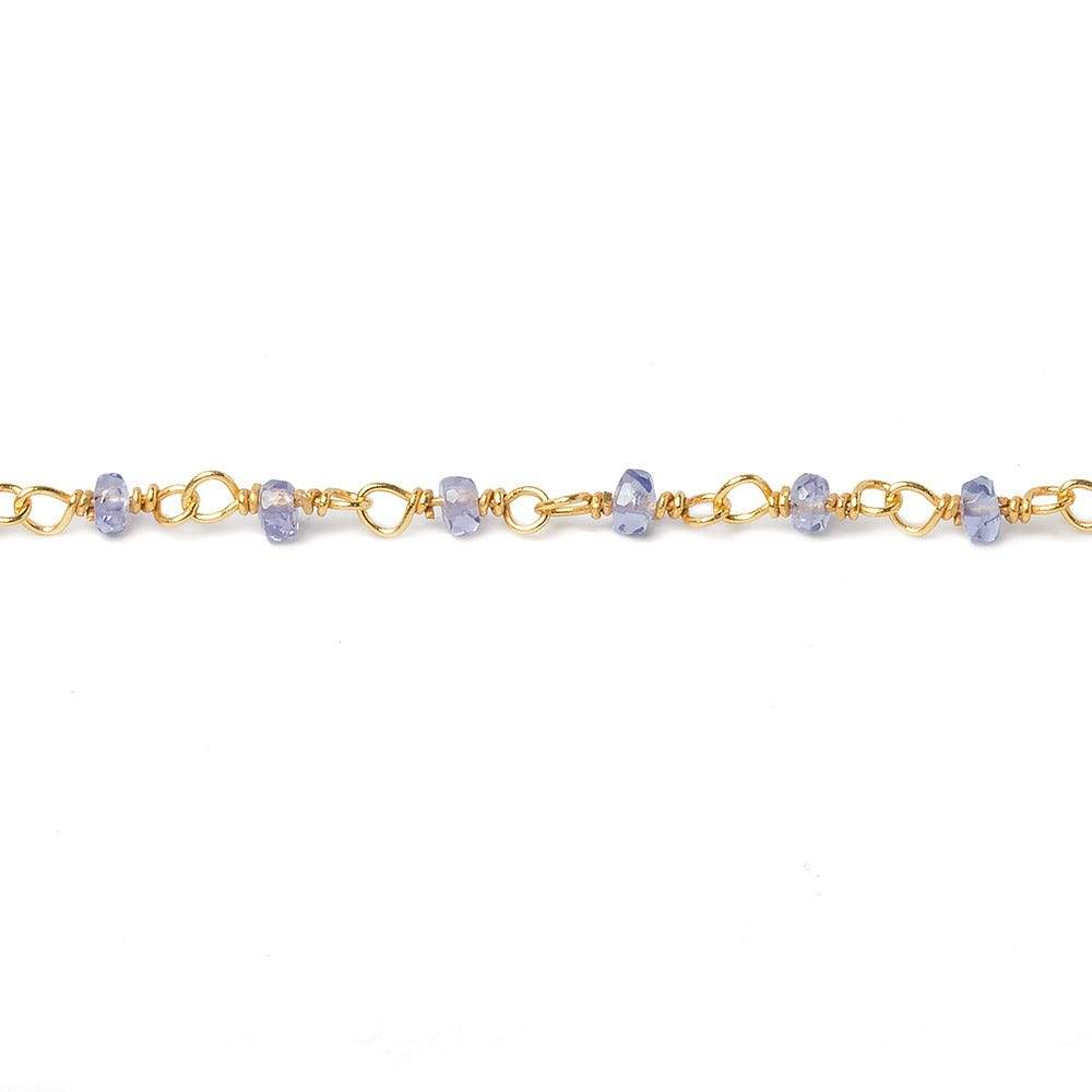 2.5mm Tanzanite faceted rondelle Vermeil Chain by the foot 44 beads - Beadsofcambay.com