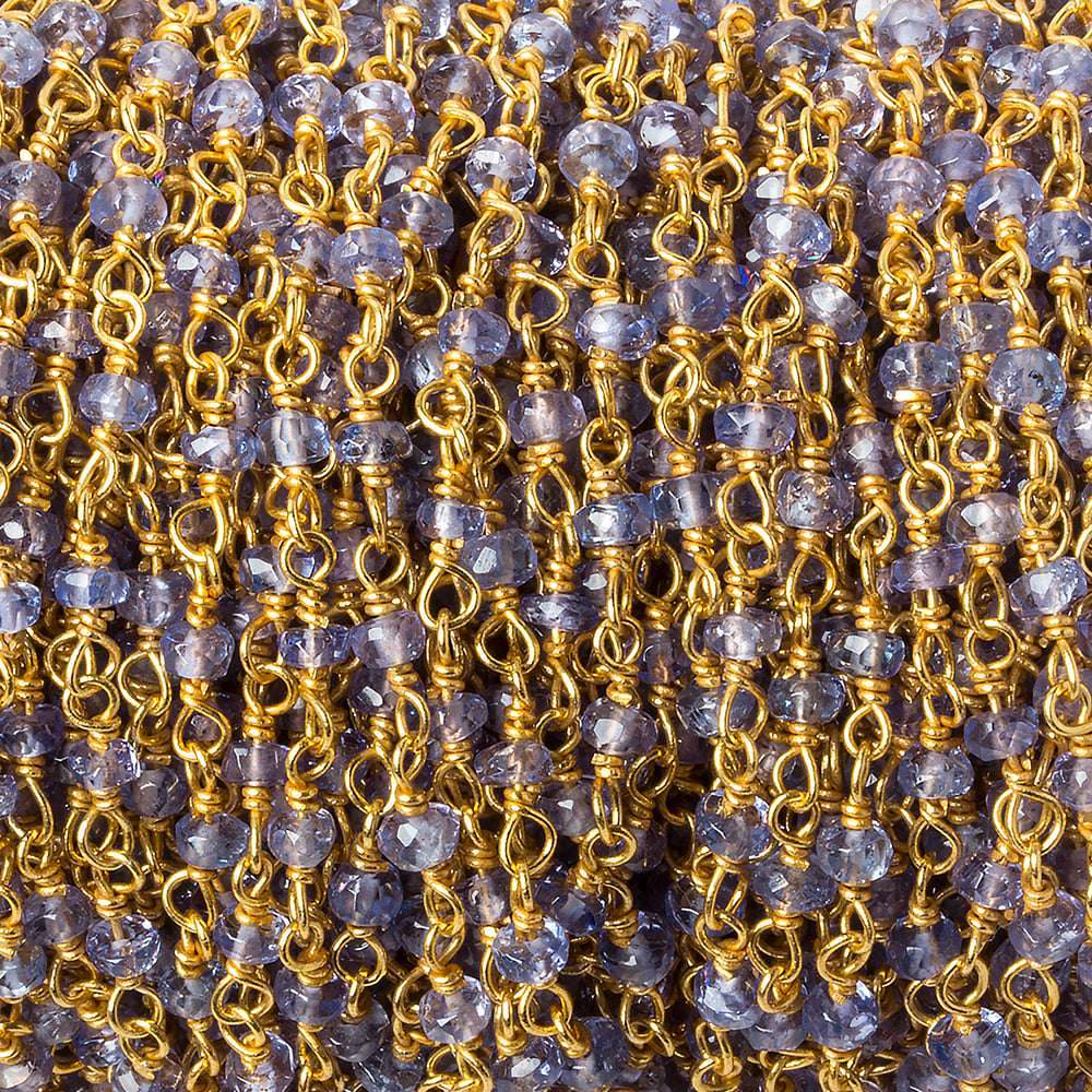 2.5mm Tanzanite faceted rondelle Vermeil Chain by the foot 44 beads - Beadsofcambay.com