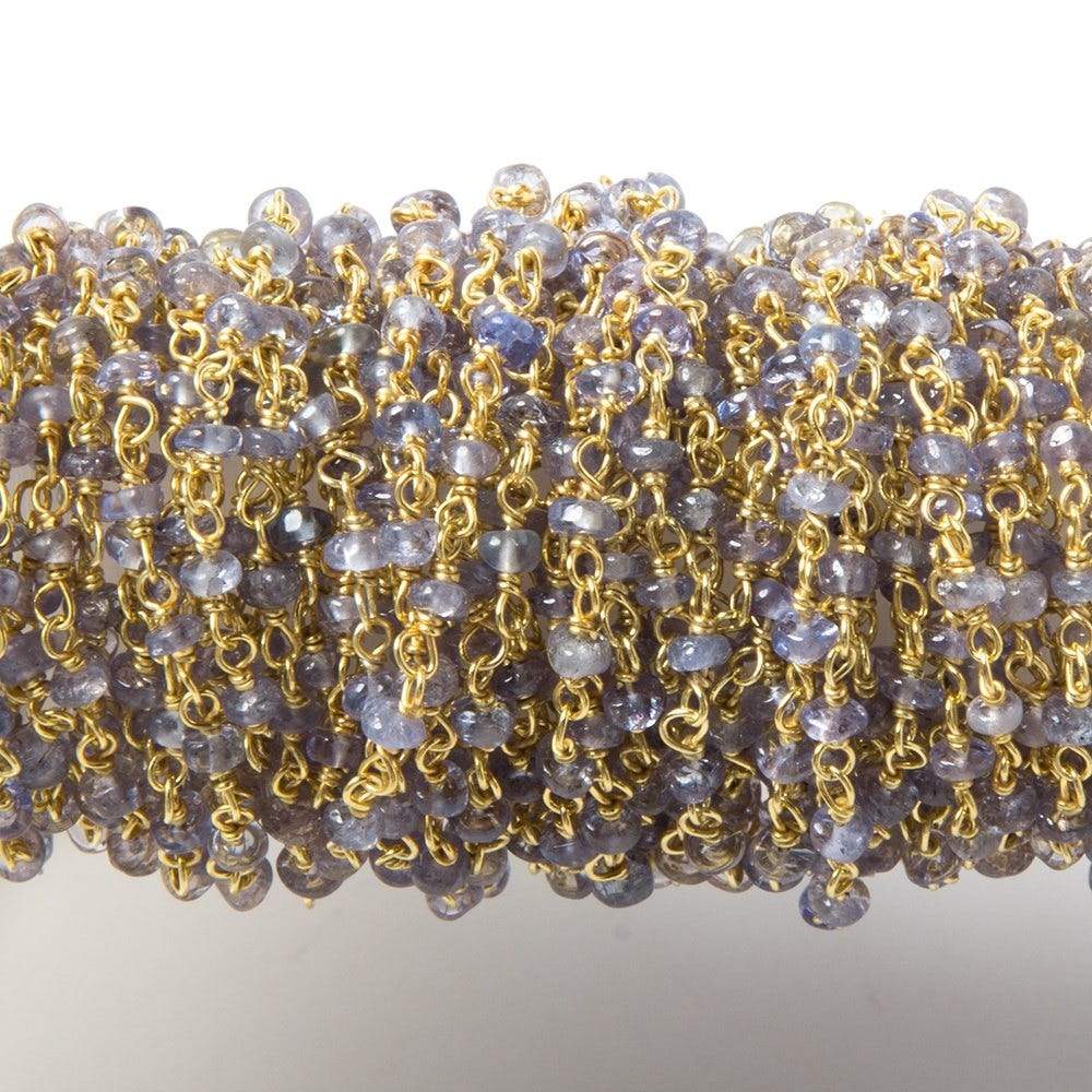 2.5mm Tanzanite Plain Rondelle Vermeil Chain by the foot - Beadsofcambay.com