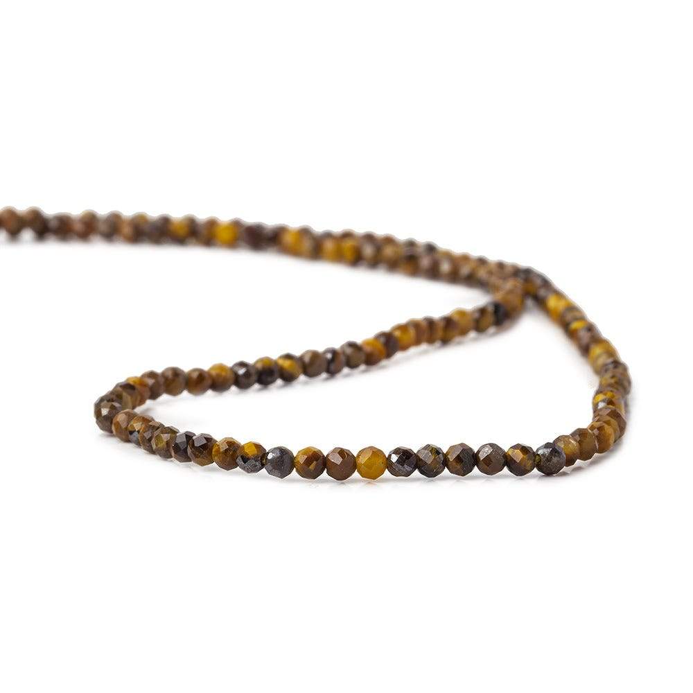 2.5mm Tiger's Eye microfaceted rondelle beads 13 inch 135 pieces - Beadsofcambay.com