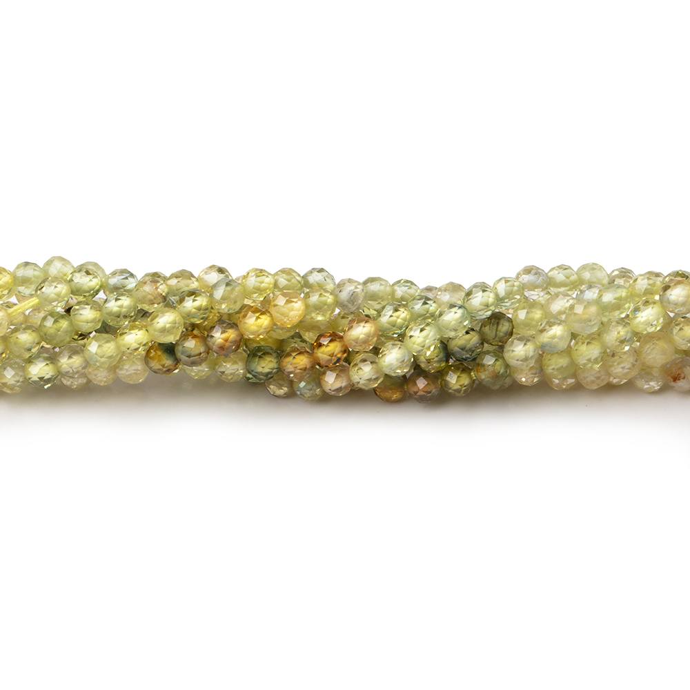 2.5mm Yellow Sapphire Micro Faceted Round Beads 12.5 inch 132 pieces - Beadsofcambay.com