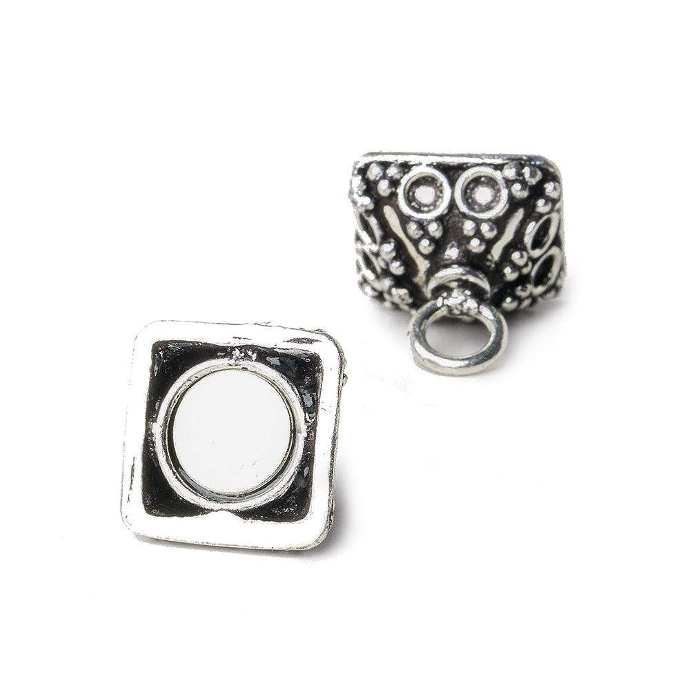 25x11mm Antiqued Sterling Silver plated Copper Magnetic Clasp Circular and Miligrain 1 piece - Beadsofcambay.com