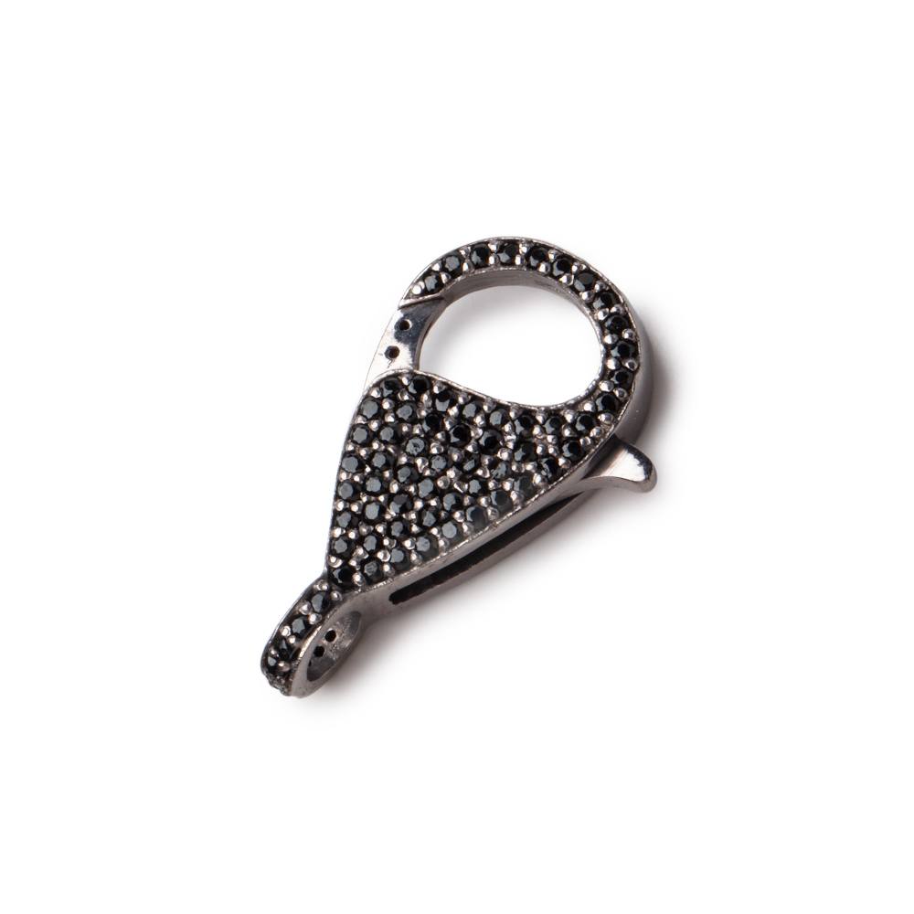 25x13mm Black Gold .925 Silver Pave Black CZ Lobster Clasp 1 piece - Beadsofcambay.com