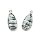 25x13mm Sterling Silver .925 Bezeled Banded Zebra Jasper Pear Set of 2 pendants - Beadsofcambay.com