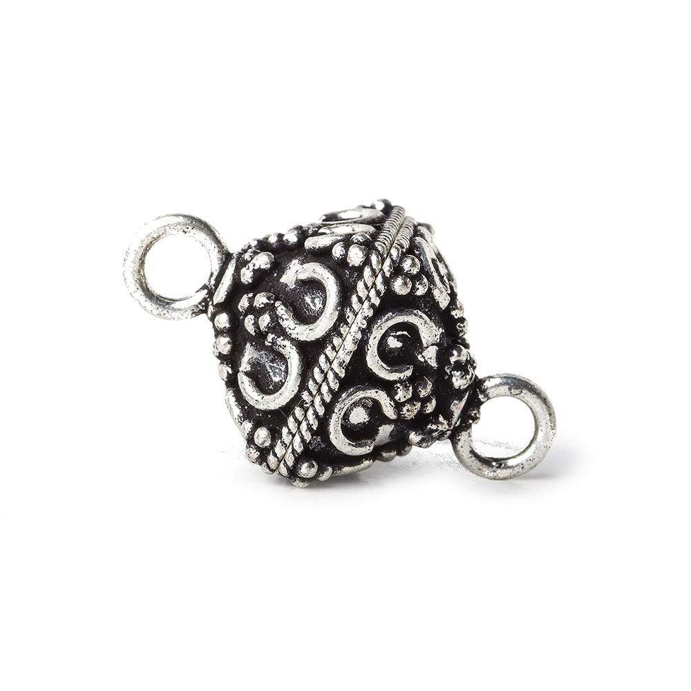 25x14mm Antiqued Sterling Silver plated Copper Magnetic Clasp Persian Design 1 piece - Beadsofcambay.com