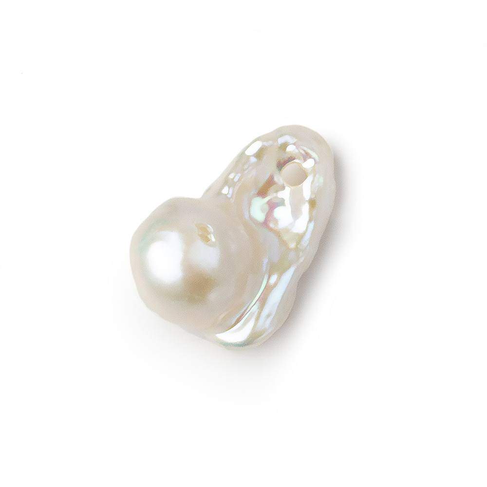25x15mm Off White Baroque large hole Flame Pearl Focal beads 1 piece - Beadsofcambay.com