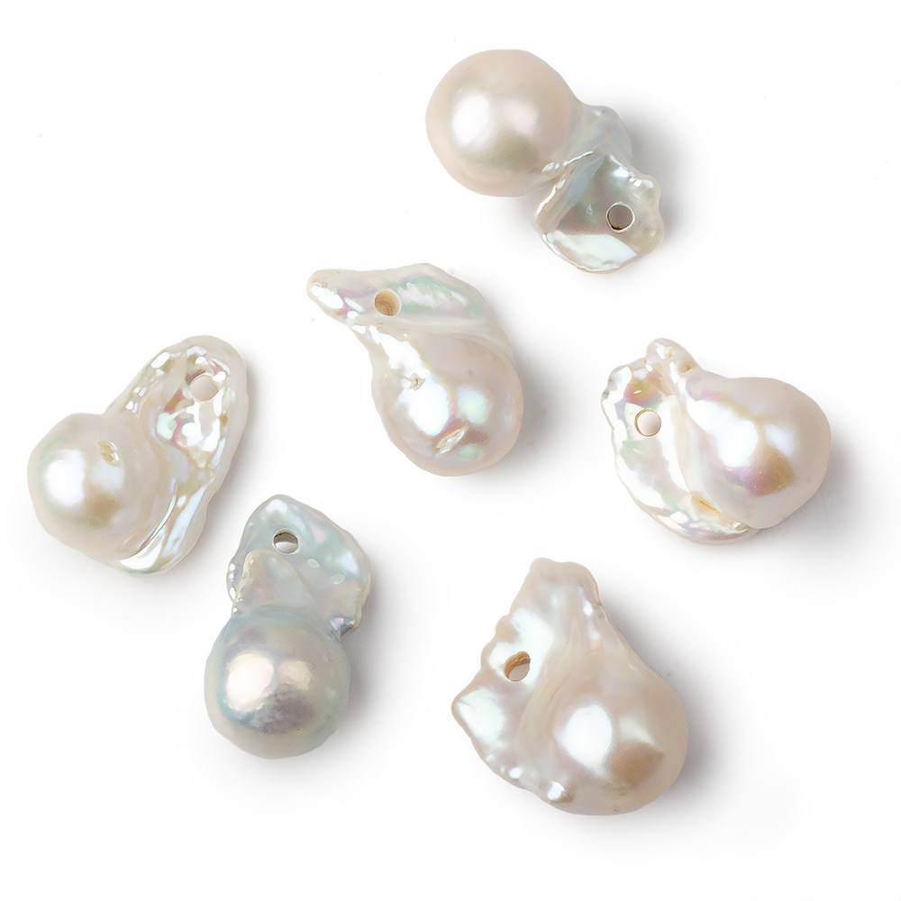 25x15mm Off White Baroque large hole Flame Pearl Focal beads 1 piece - Beadsofcambay.com