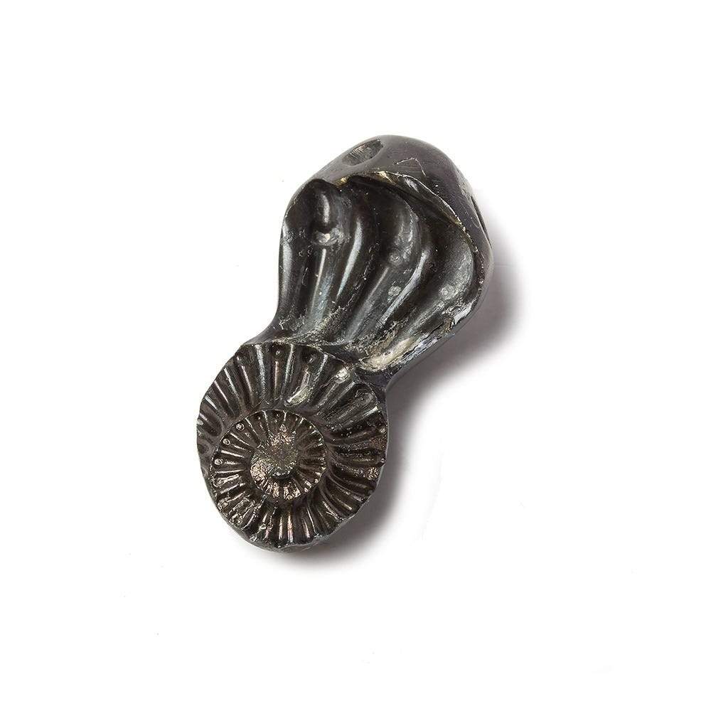 25x15mm Pyritized Ammonite Fossil Focal Bead - Beadsofcambay.com