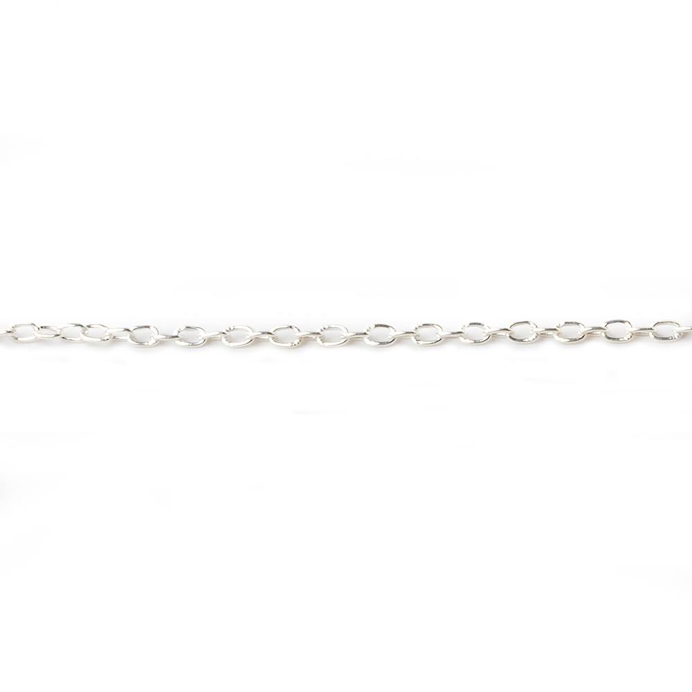 2.5x1.5mm Silver plated Oval Link Chain by the foot - Beadsofcambay.com