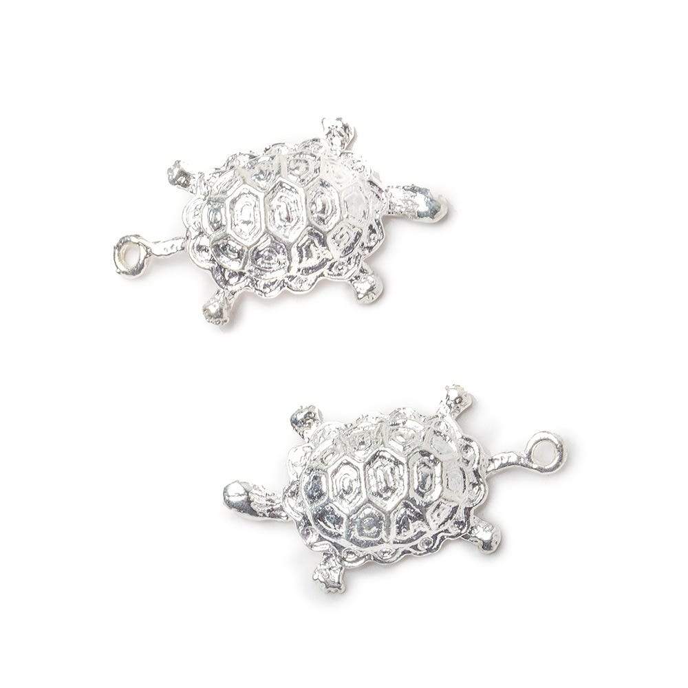 25x15x5mm Sterling Silver plated Turtle Charm Finding Set of 2 - Beadsofcambay.com