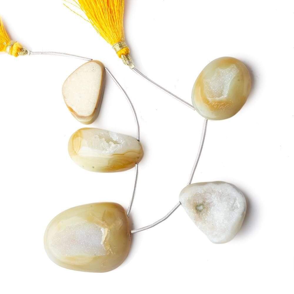 25x16-36x26mm Banana Yellow Agate Drusy Freeform Beads 5 pieces - Beadsofcambay.com