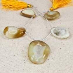 25x16-36x26mm Banana Yellow Agate Drusy Freeform Beads 5 pieces - Beadsofcambay.com