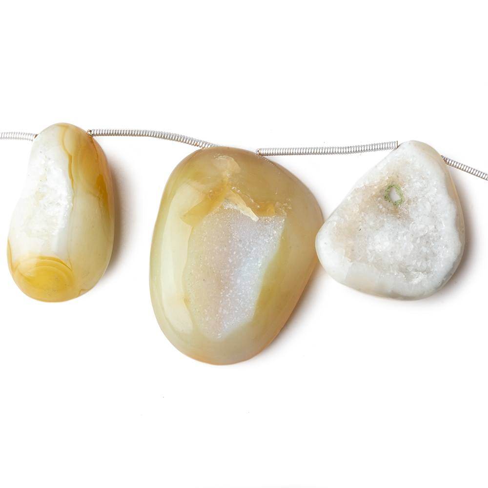 25x16-36x26mm Banana Yellow Agate Drusy Freeform Beads 5 pieces - Beadsofcambay.com