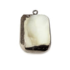 25x16mm Black Gold Leaf Edged Cream White Drusy Focal Pendant 1 piece - Beadsofcambay.com