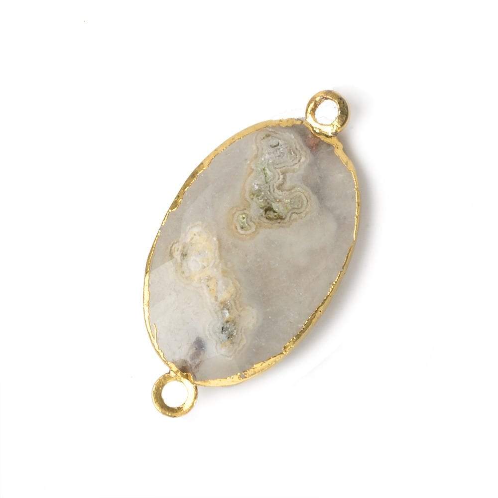 25x17mm 22kt Gold Leafed Natural Stalactite Solar Quartz Oval Connector 1 piece - Beadsofcambay.com