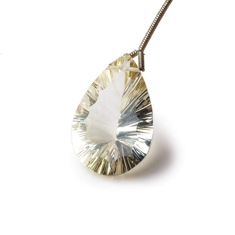 25x17mm Lemon Quartz Concave Pavilion Faceted Pear Focal Bead 1 piece - Beadsofcambay.com