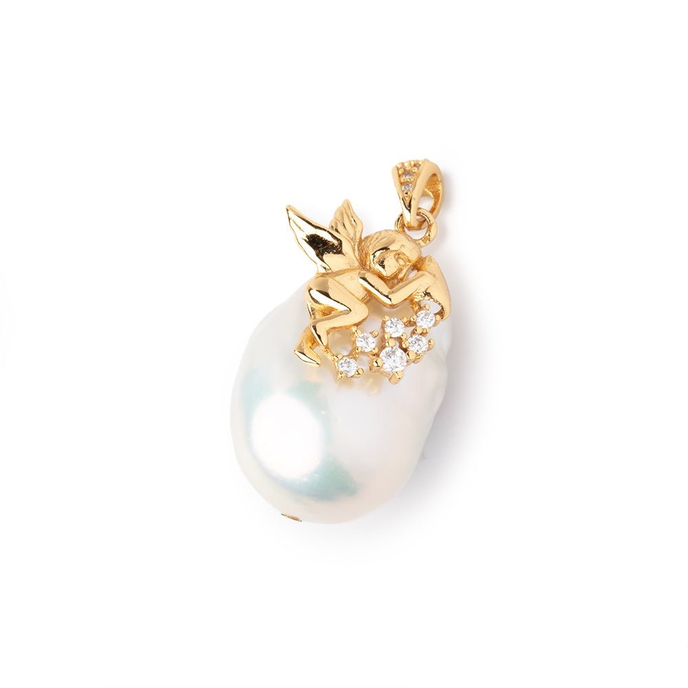25x17mm White Ultra Baroque Vermeil Pendant focal 1 piece - Beadsofcambay.com