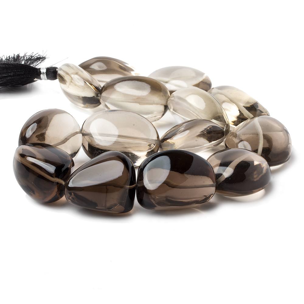 25x18-36x26mm Smoky Quartz plain nugget beads 15 inch 14 pieces - Beadsofcambay.com