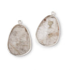 25x18mm .925 Silver Bezel Rutilated Quartz Faceted Freeform Set of 2 Pendants - Beadsofcambay.com
