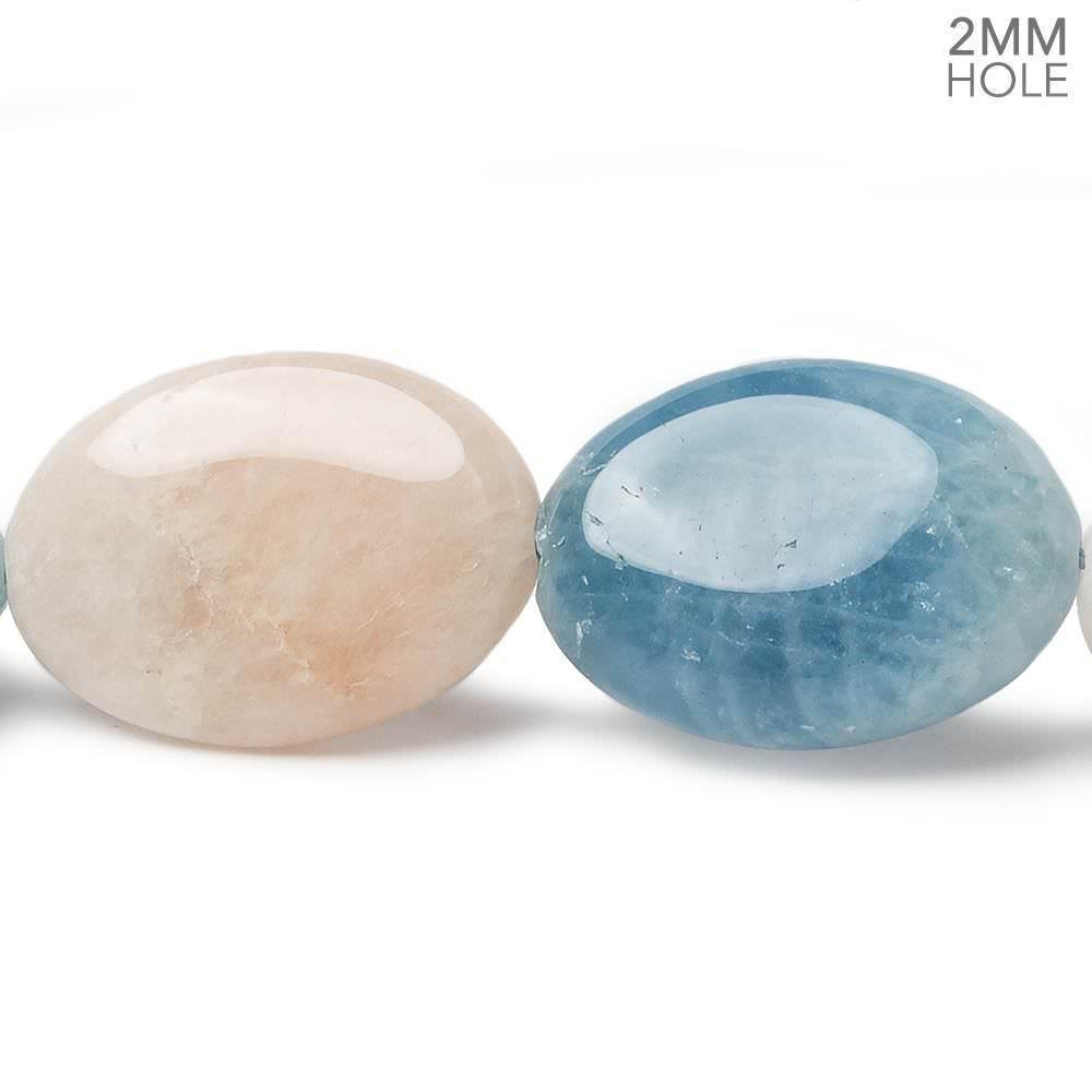 25x18mm Aquamarine & Morganite plain oval beads 17 inch 17 large hole beads - Beadsofcambay.com