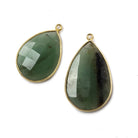 25x19-32x21mm Vermeil Bezeled Serpentine Pear focal pendant 1 piece - Beadsofcambay.com