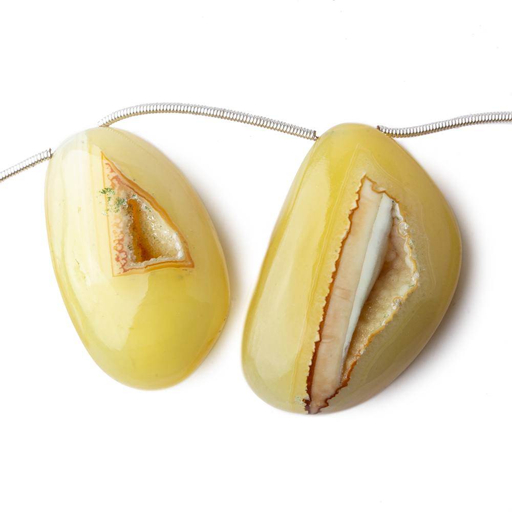 25x19-35x23mm Lemon Chiffon Agate Drusy Freeform Beads 5 pieces - Beadsofcambay.com