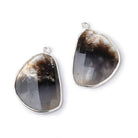 25x19mm .925 Silver Bezel Dendritic Agate Faceted Freeform Set of 2 Pendants - Beadsofcambay.com