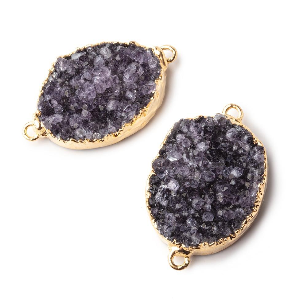 25x19mm Gold Leafed Oval Drusy Connector 1 piece - Beadsofcambay.com