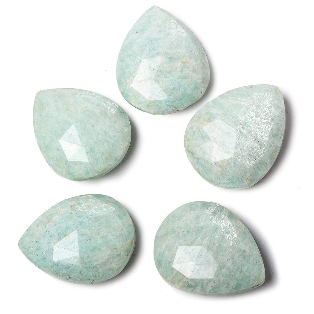 25x20mm Pale Amazonite Faceted Pear Focal Pendant Bead 1 piece - Beadsofcambay.com