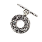 25x21mm Antiqued Sterling Silver Toggle Round Heart Miligrain Design 1 piece - Beadsofcambay.com