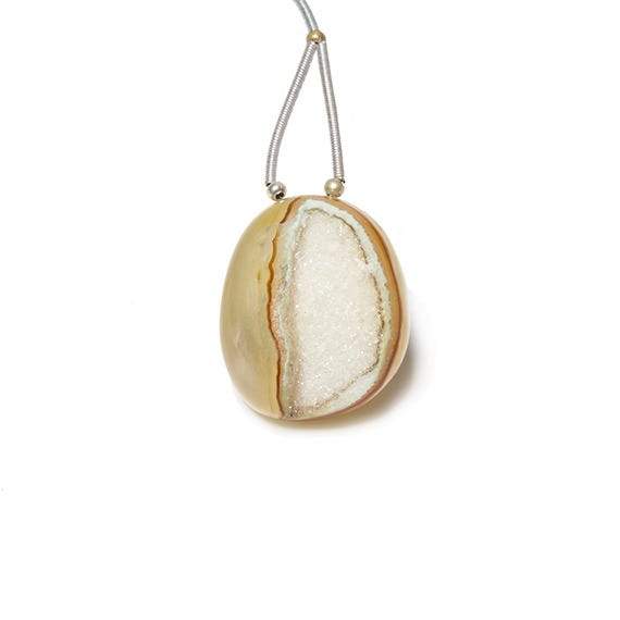 25x21mm Cream Translucent Agate Drusy Freeform Focal Bead 1 piece - Beadsofcambay.com