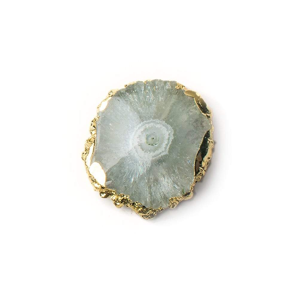 25x22mm 22kt Gold leafed Solar Quartz Slice Pendant 1 piece - Beadsofcambay.com