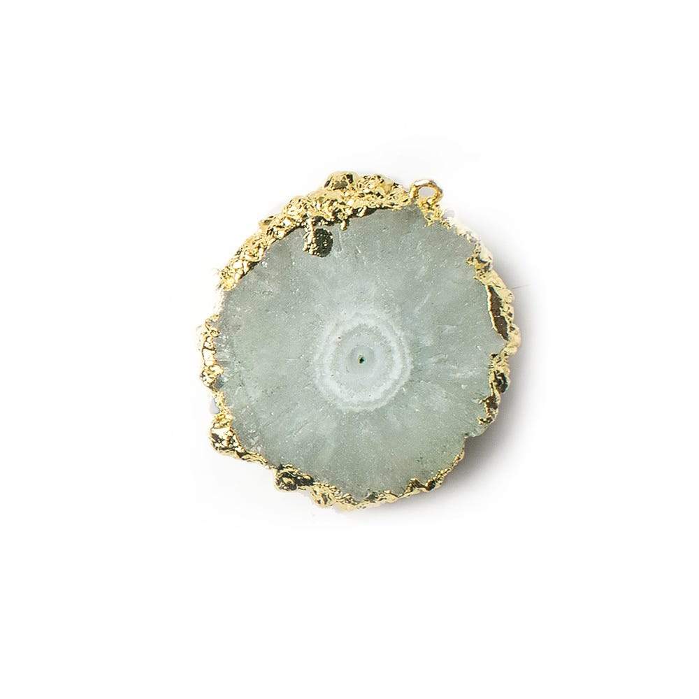 25x22mm 22kt Gold leafed Solar Quartz Slice Pendant 1 piece - Beadsofcambay.com