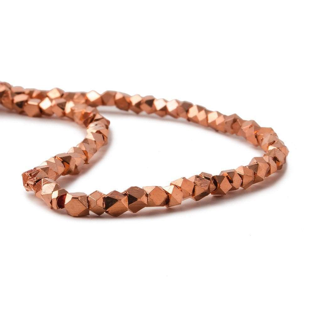 2.5mm Copper Faceted Nugget Bead 8 inch 83 beads - Beadsofcambay.com