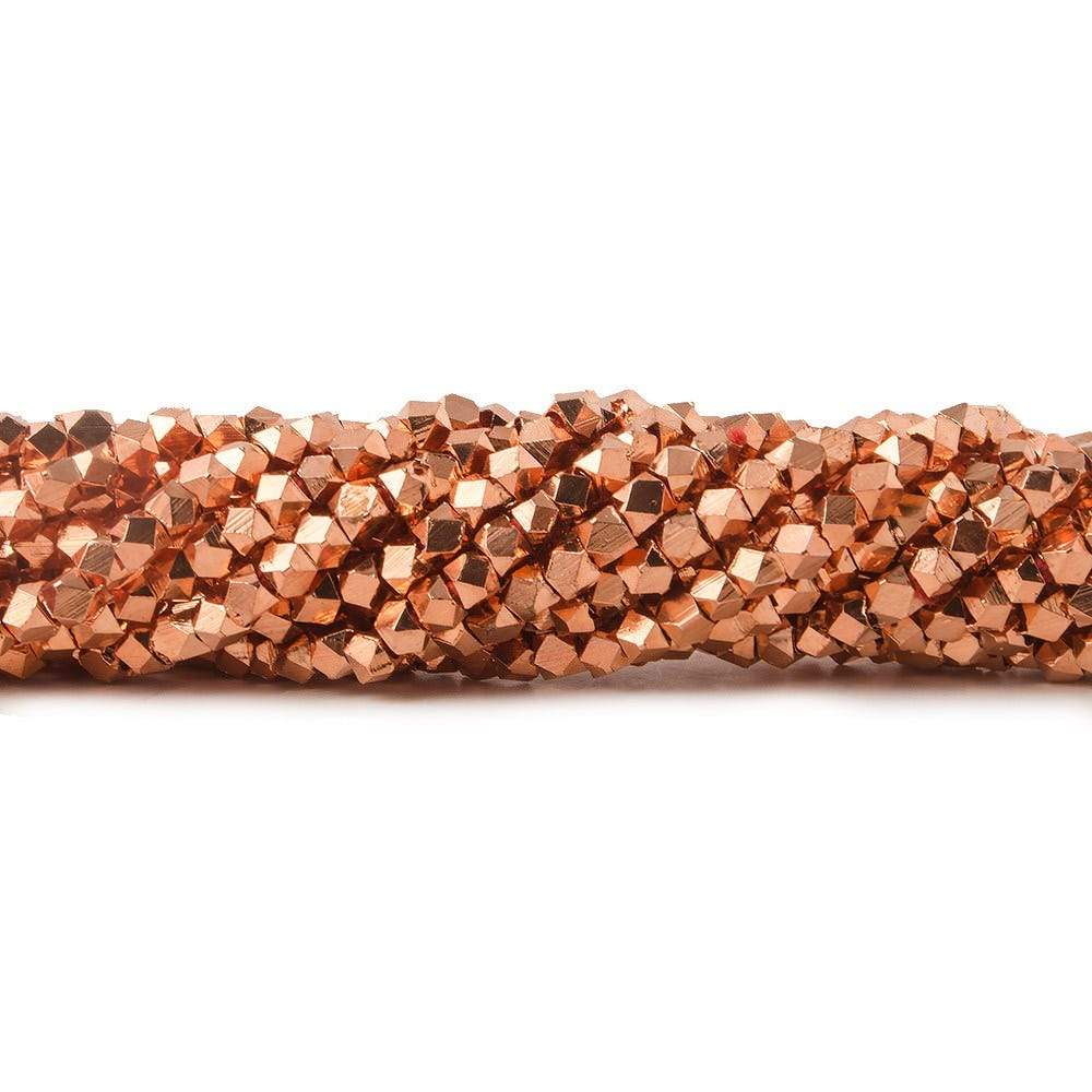 2.5mm Copper Faceted Nugget Bead 8 inch 83 beads - Beadsofcambay.com