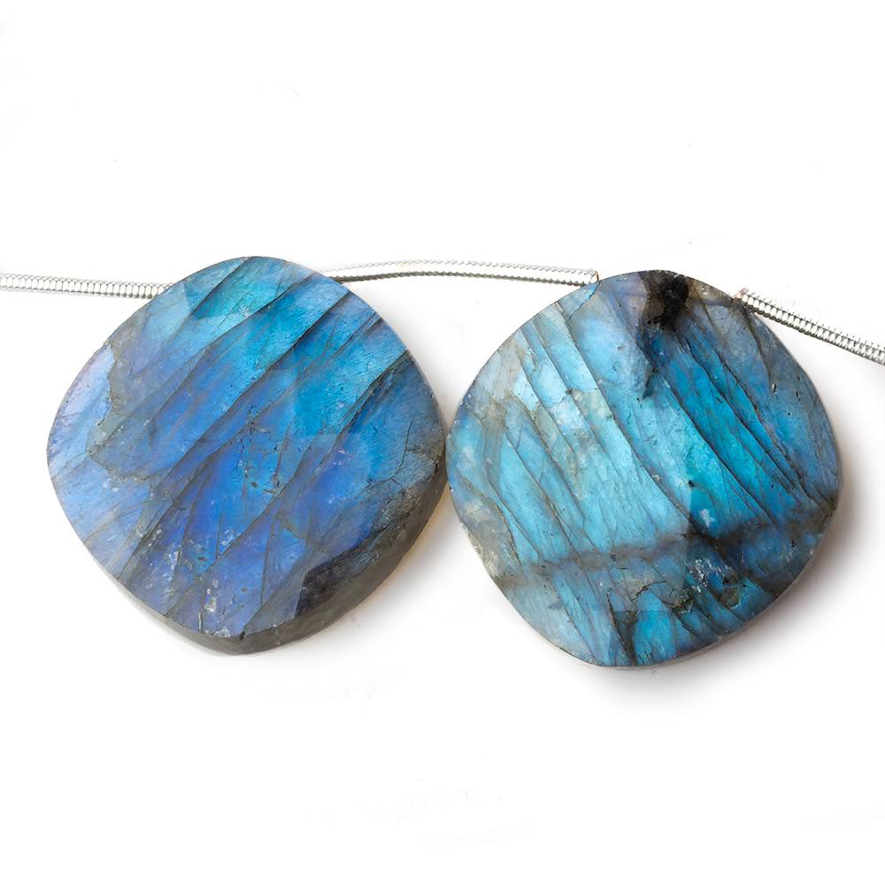 25x25mm Labradorite Faceted Cushion Beads 8 inch 7 pieces - Beadsofcambay.com