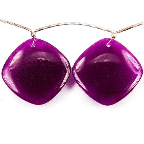 25x25mmGrape Purple Chalcedony Plain Pillow Beads 6 inch 5 pieces - Beadsofcambay.com