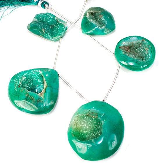 25x26-34x30mm Turquoise Green Agate Drusy Freeform Beads 5 pieces - Beadsofcambay.com