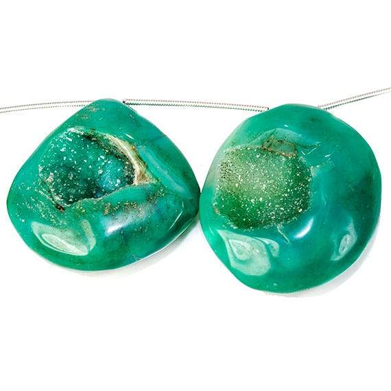 25x26-34x30mm Turquoise Green Agate Drusy Freeform Beads 5 pieces - Beadsofcambay.com