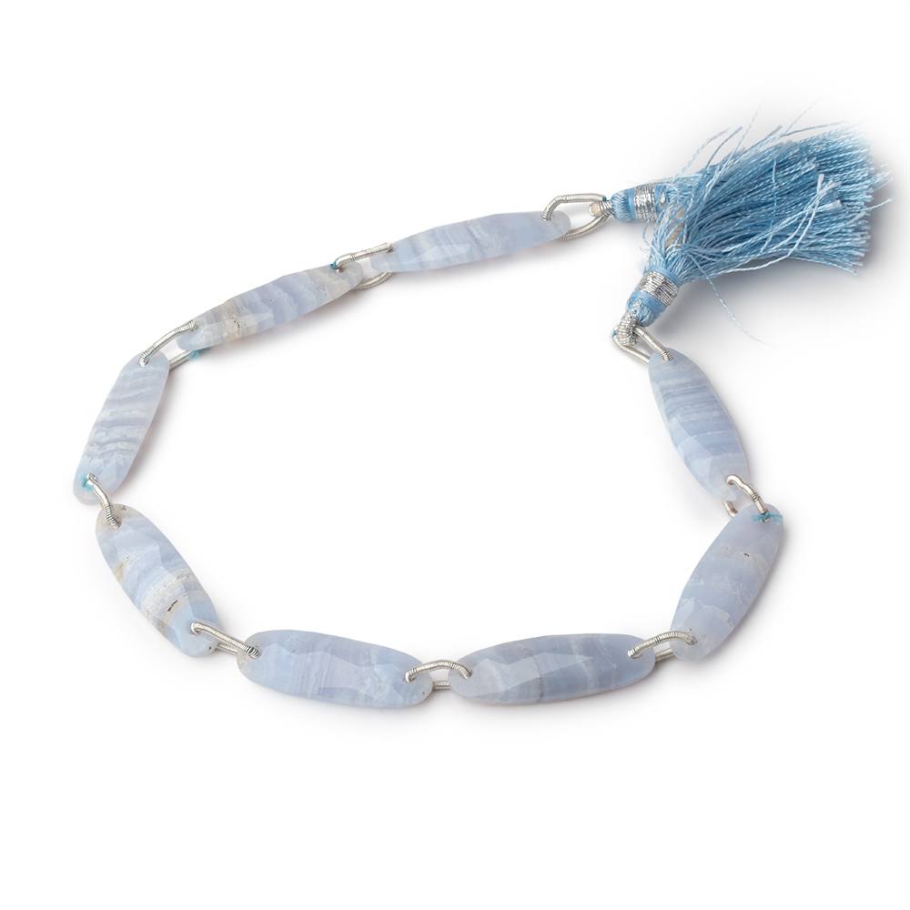 25x8mm Blue Lace Agate Double Drilled Rectangles 8 inch 8 Beads - Beadsofcambay.com