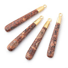 26-39mm Gold Leafed Jasper Pear Pendant 1 focal piece - Beadsofcambay.com