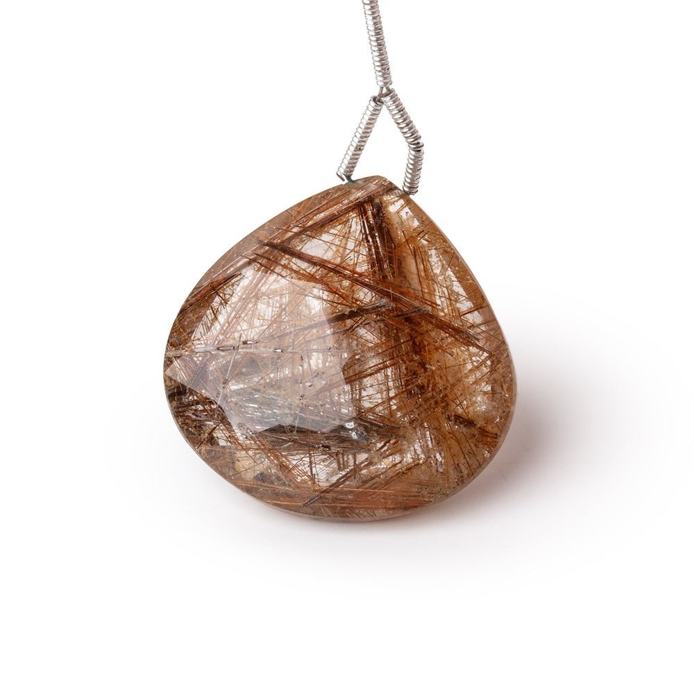 26.5mm Rutilated Quartz Faceted Heart Focal Bead 1 piece - Beadsofcambay.com